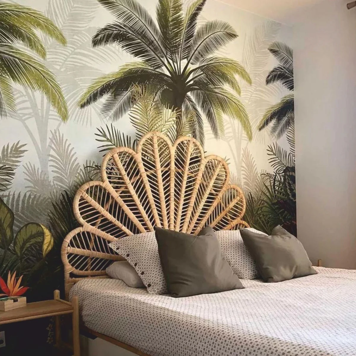 Luxury rattan bed headboard natural color 160 cm - bedroom furniture