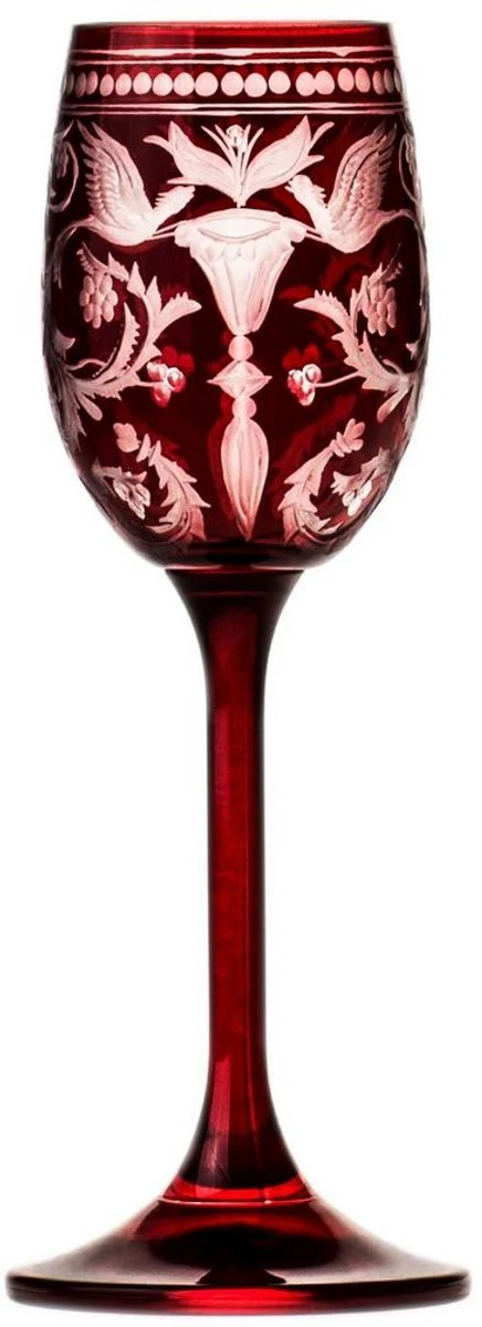 Luxury liqueur glass set of 6 red / silver Ø 5.5 x H. 15 cm - handmade and hand-engraved liqueur glasses - hotel & restaurant accessories - luxury quality