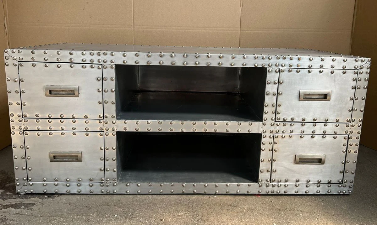 Aluminum Airplane Aviator TV Cabinet Silver 120 cm - Aluminum Furniture
