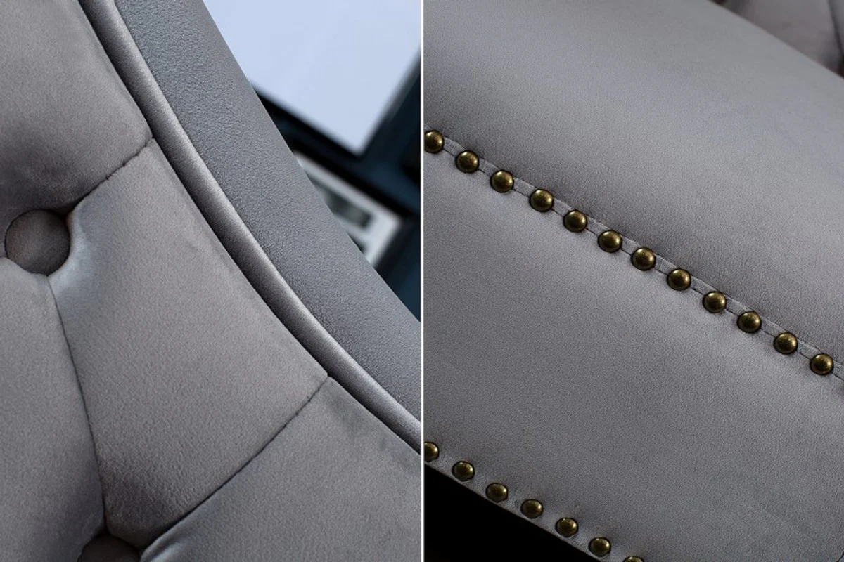 Chesterfield chaise lounge / chaise longue silver gray from the house - living room lounger sofa