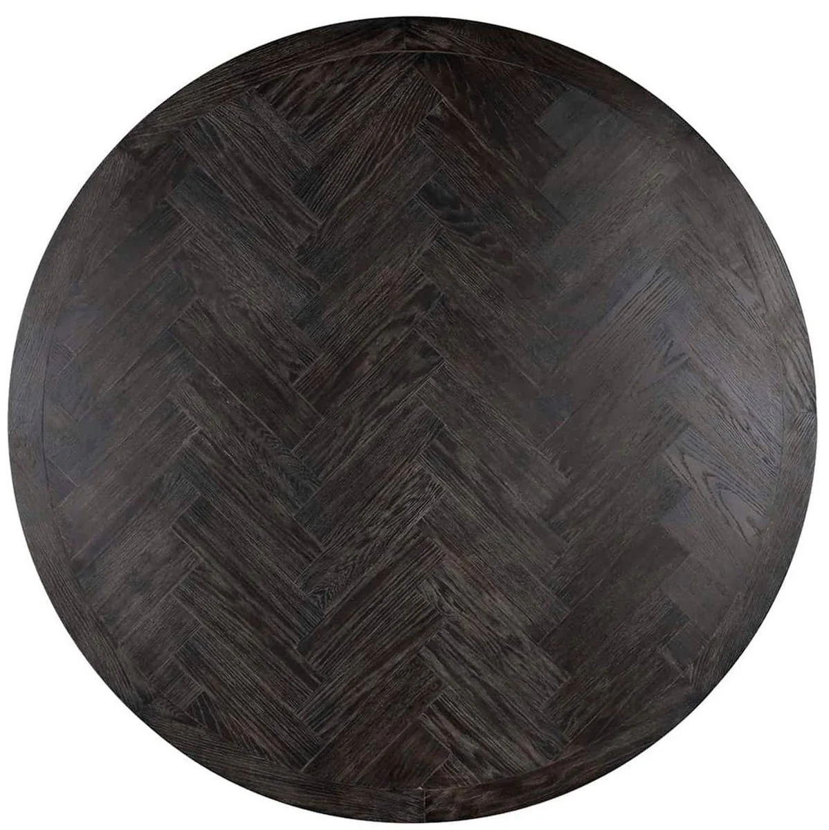 Luxury dining table black / silver Ø 140 x H. 75 cm - Round dining room table with oak veneer table top and stainless steel table leg - Luxury dining room furniture