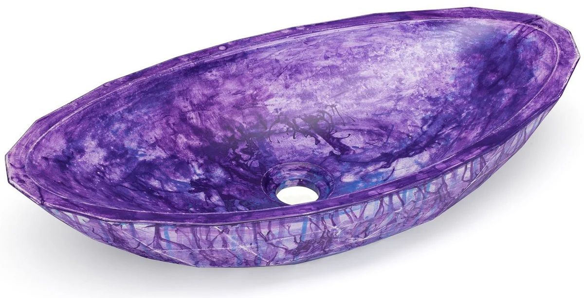 Luxury washbasin bowl purple / blue 60.9 x 29.7 x H. 11.9 cm - Handmade concrete washbasin - Bathroom accessories - Luxury bathroom accessories